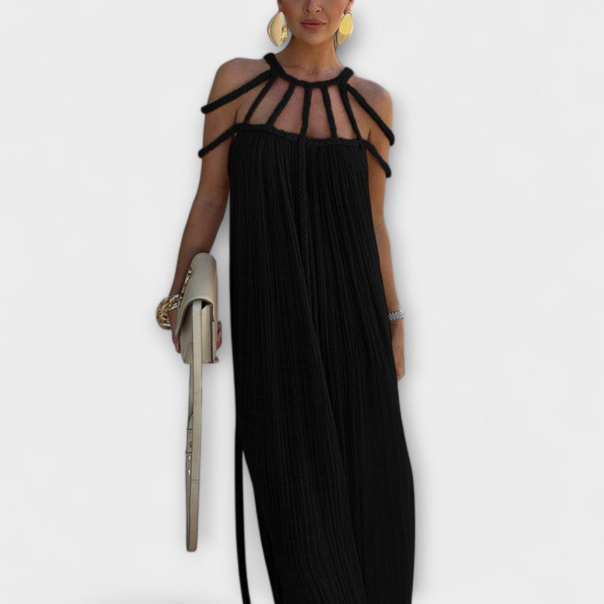 Briar - Chic Maxi Dress Made from Linen Blend with Draped Straps