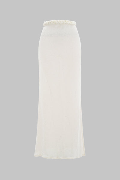 Ismene | Pleciony crop top z wycięciami i spódnica z rozcięciem