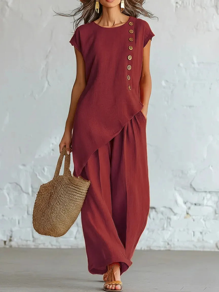 Elara – Asymmetrical Two-Piece Wide-Leg Set