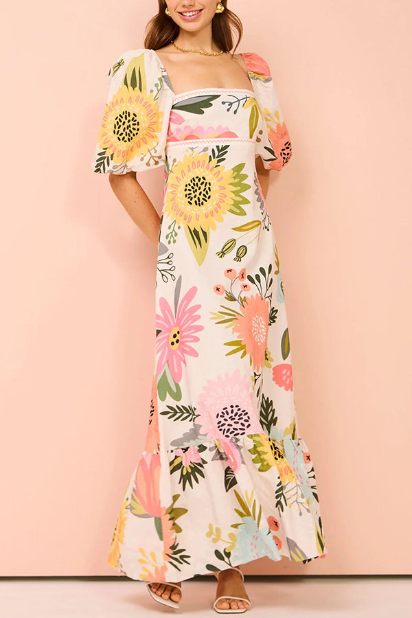 Zalina | Sukienka Maxi w Kwiaty