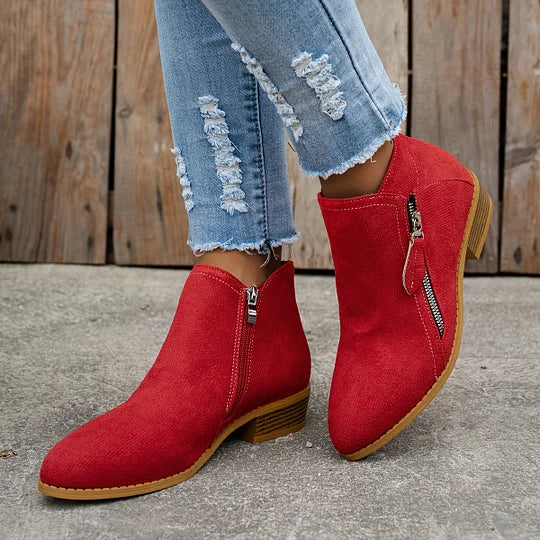 Farah - Leather Orthopedic Ankle Boots with Zipper