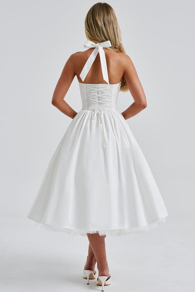 Sabine | Sukienka Midi z Koronkowym Gorsetem