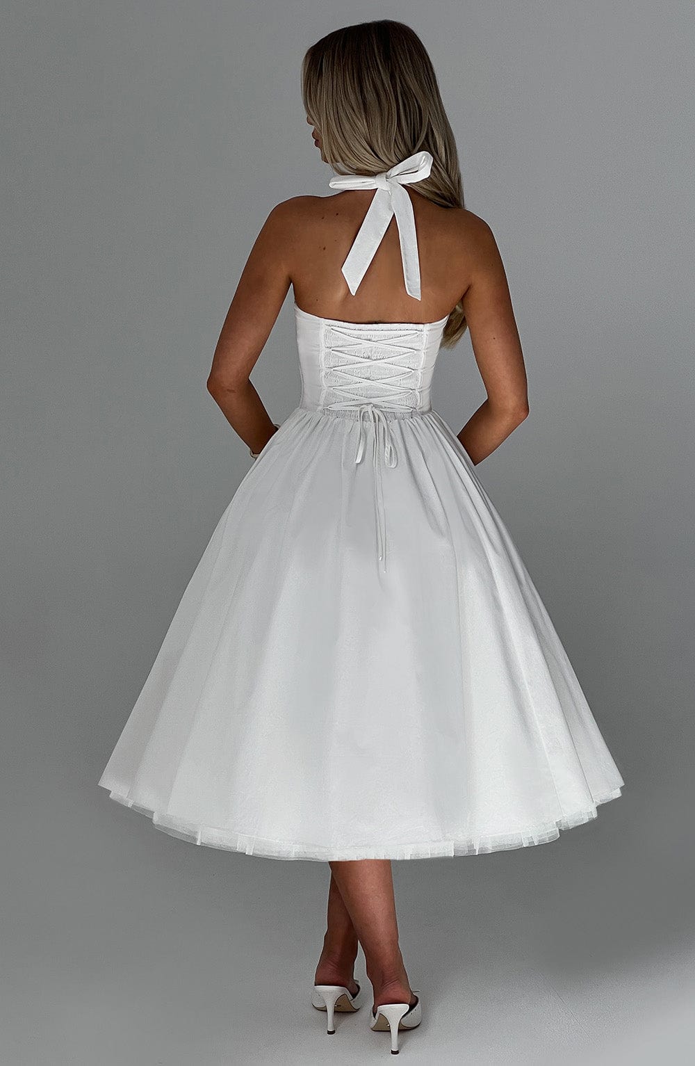 Sabine | Sukienka Midi z Koronkowym Gorsetem