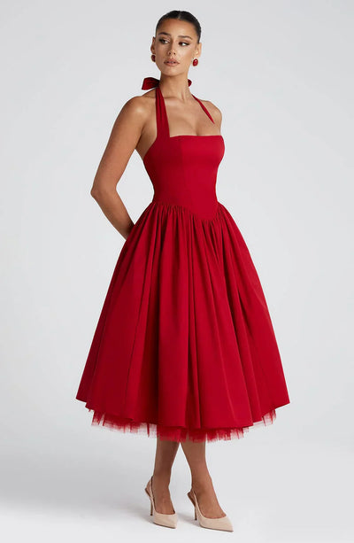 Sabine | Sukienka Midi z Koronkowym Gorsetem