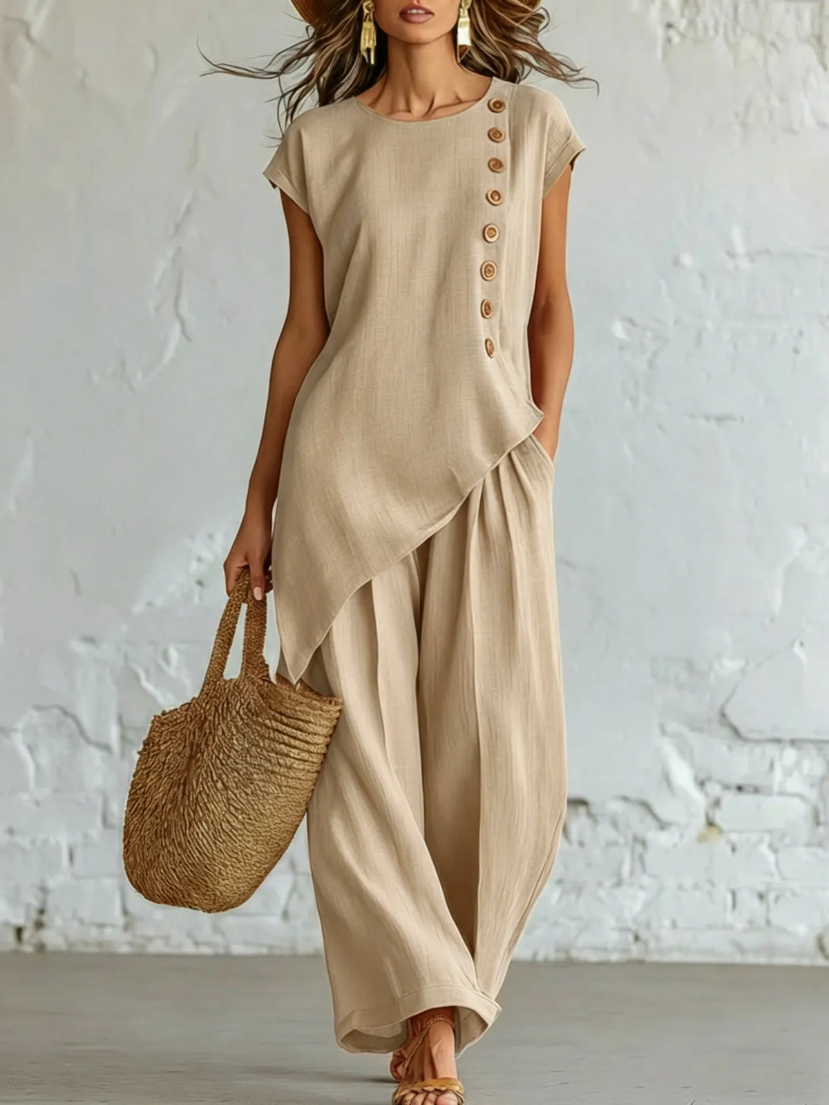 Elara – Asymmetrical Two-Piece Wide-Leg Set