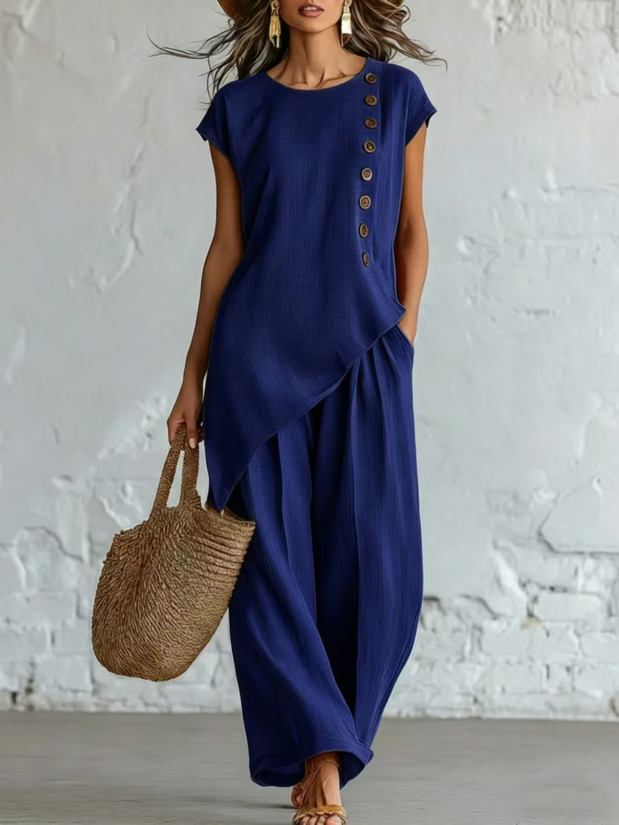 Elara – Asymmetrical Two-Piece Wide-Leg Set