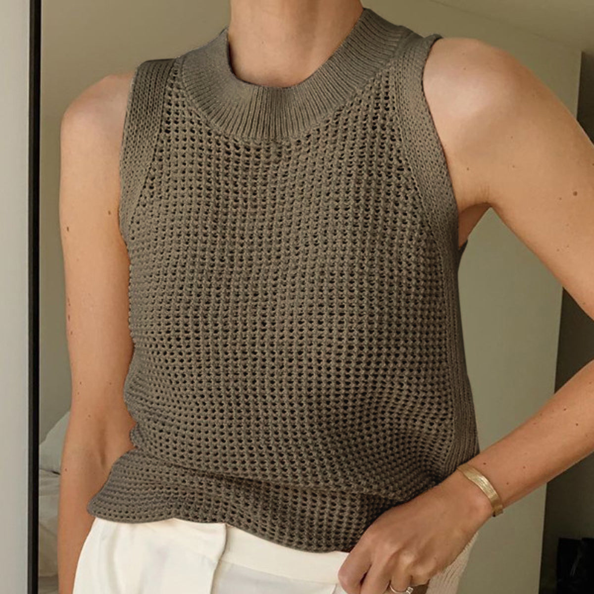 Vega | Dzianinowy Top bez Rękawów