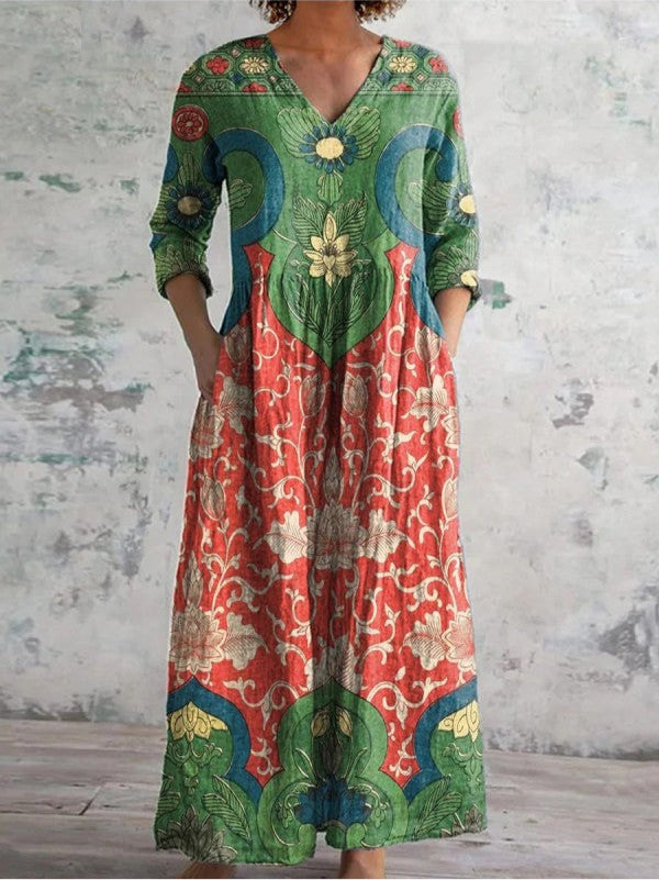 Celestine | Maxi sukienka w kwiaty w stylu vintage