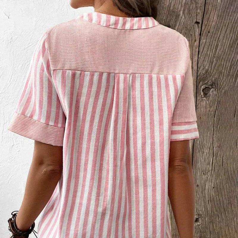 Jenny | Letni Top z Lnu i Bawełny w Paski