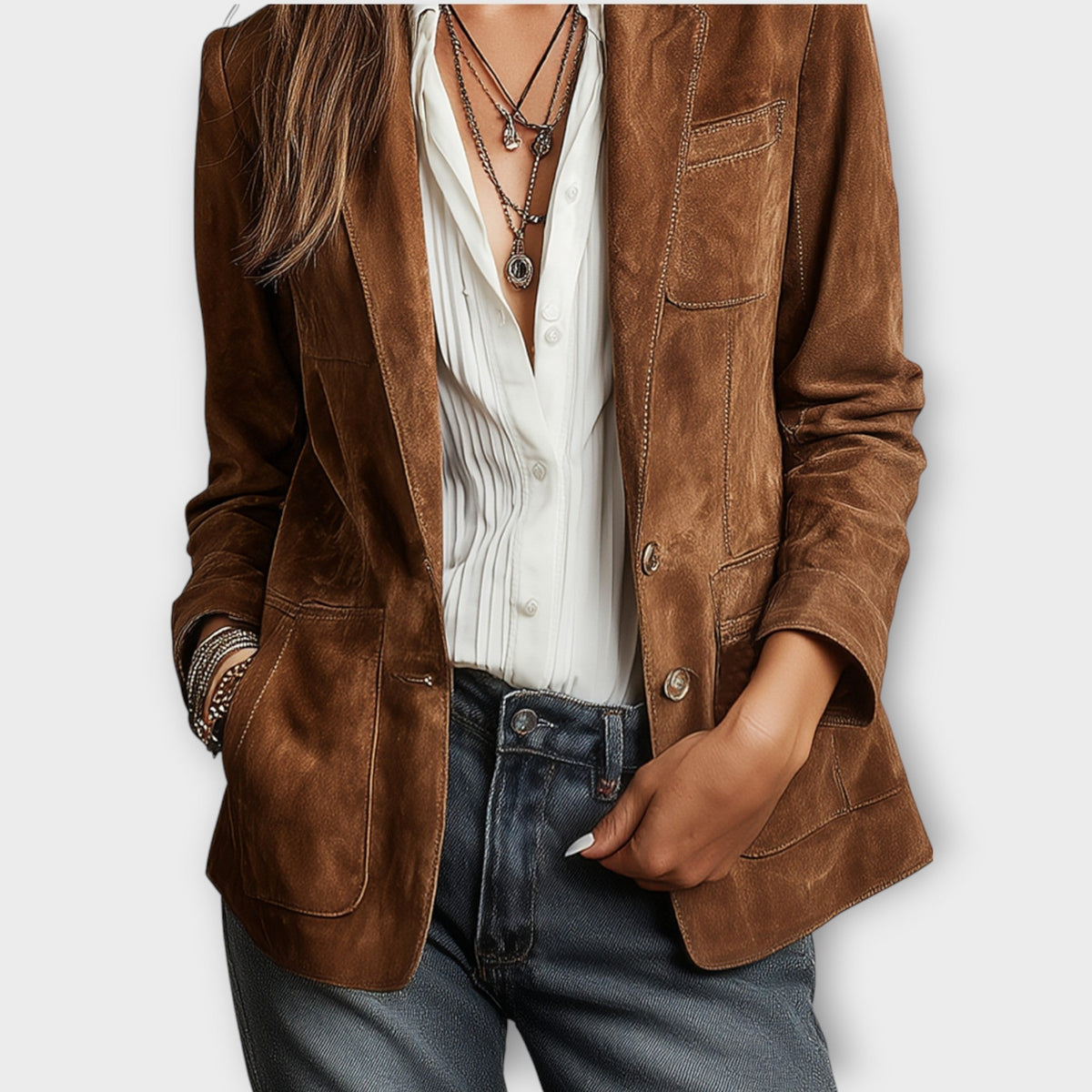Abigail | Brown Vintage Suede Blazer
