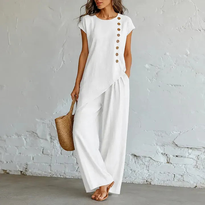 Elara – Asymmetrical Two-Piece Wide-Leg Set
