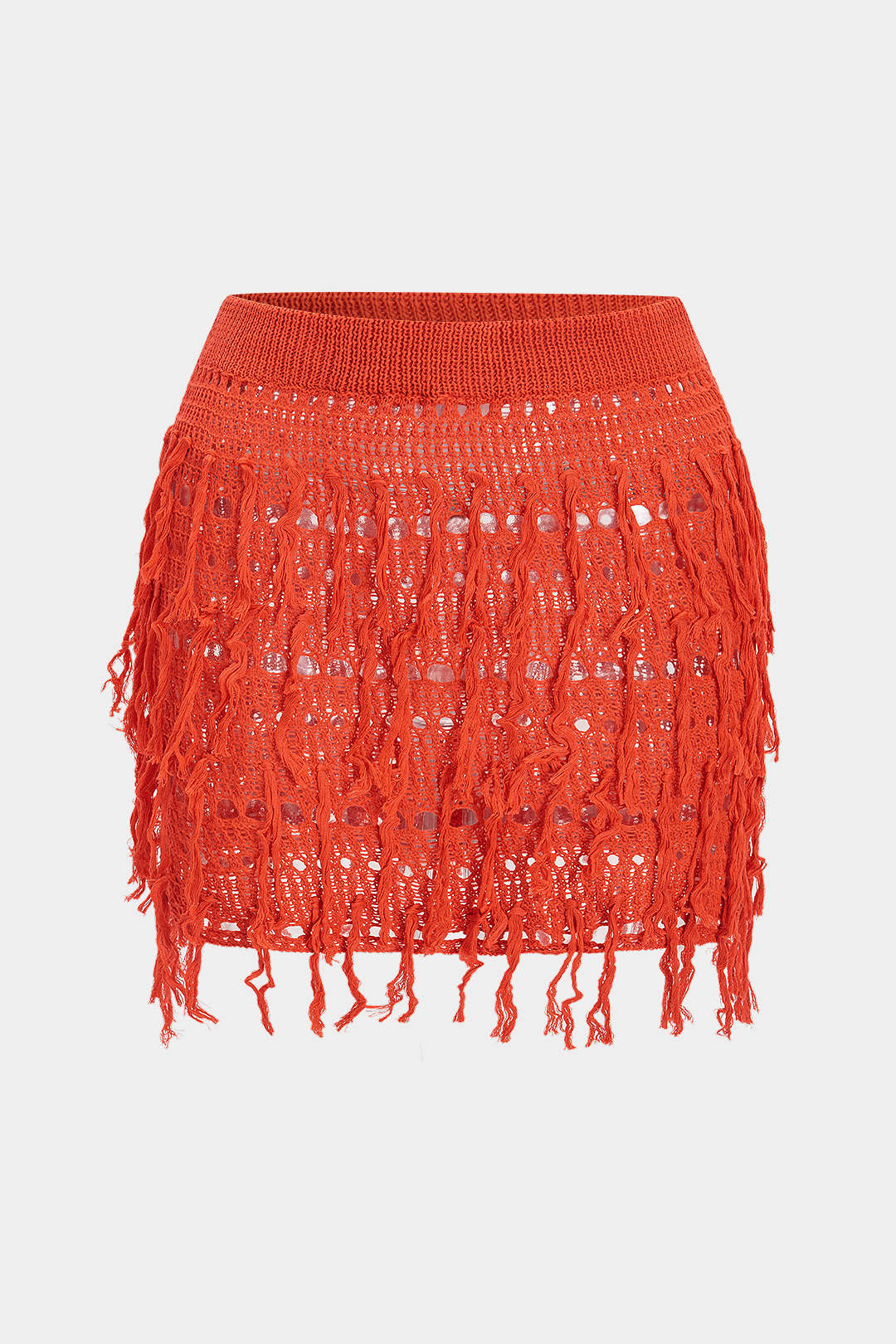 Zestaw spódnicy z dzianiny w dużych rozmiarach z frędzlami i wycięciami