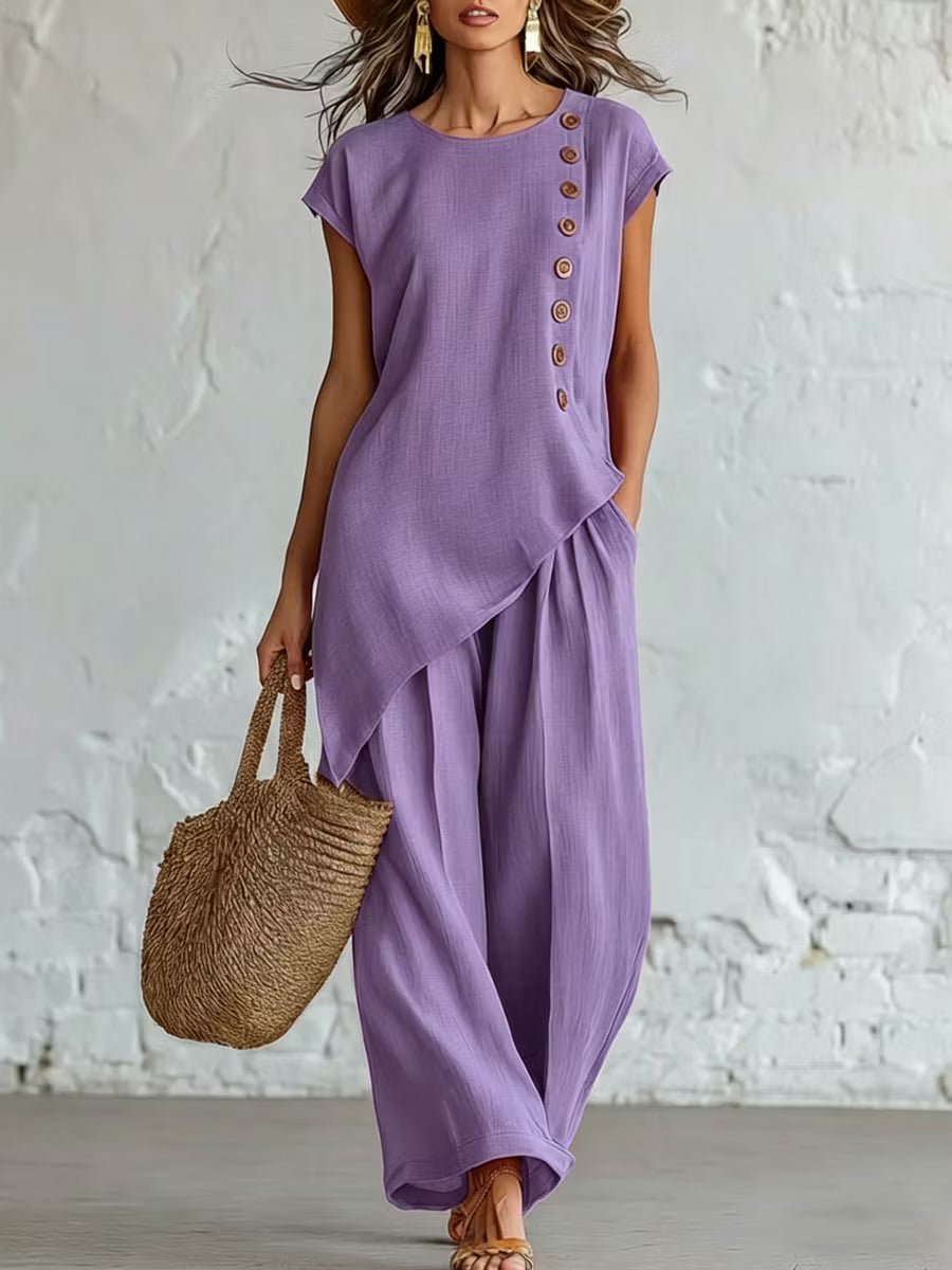 Elara – Asymmetrical Two-Piece Wide-Leg Set