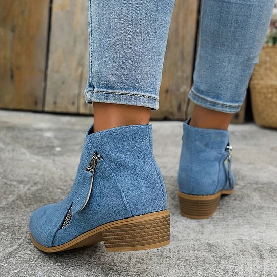 Farah - Leather Orthopedic Ankle Boots with Zipper