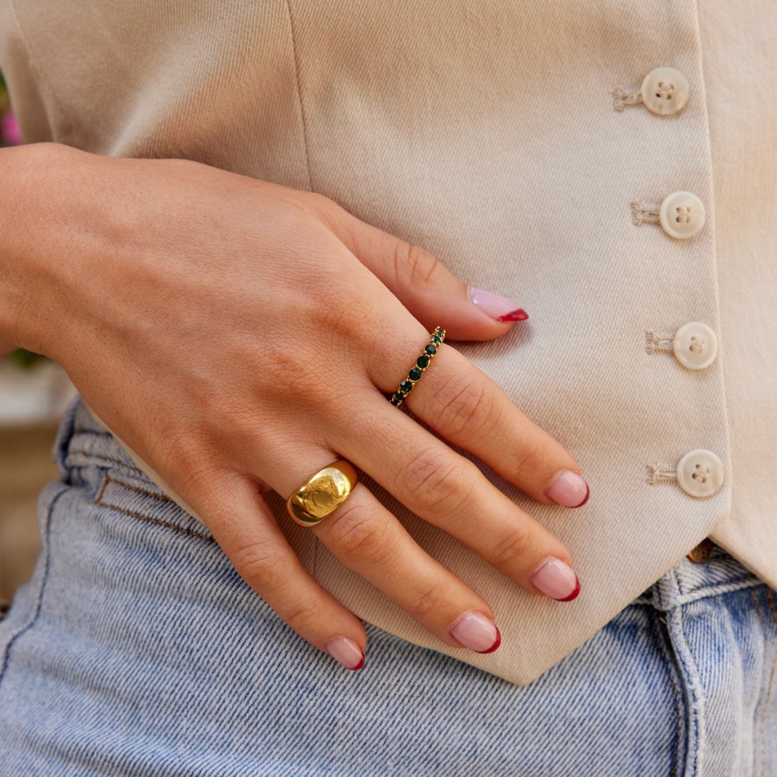 Emerald beauty 18K pierścionek z kryształami