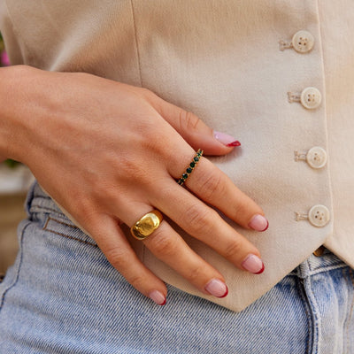 Emerald beauty 18K pierścionek z kryształami