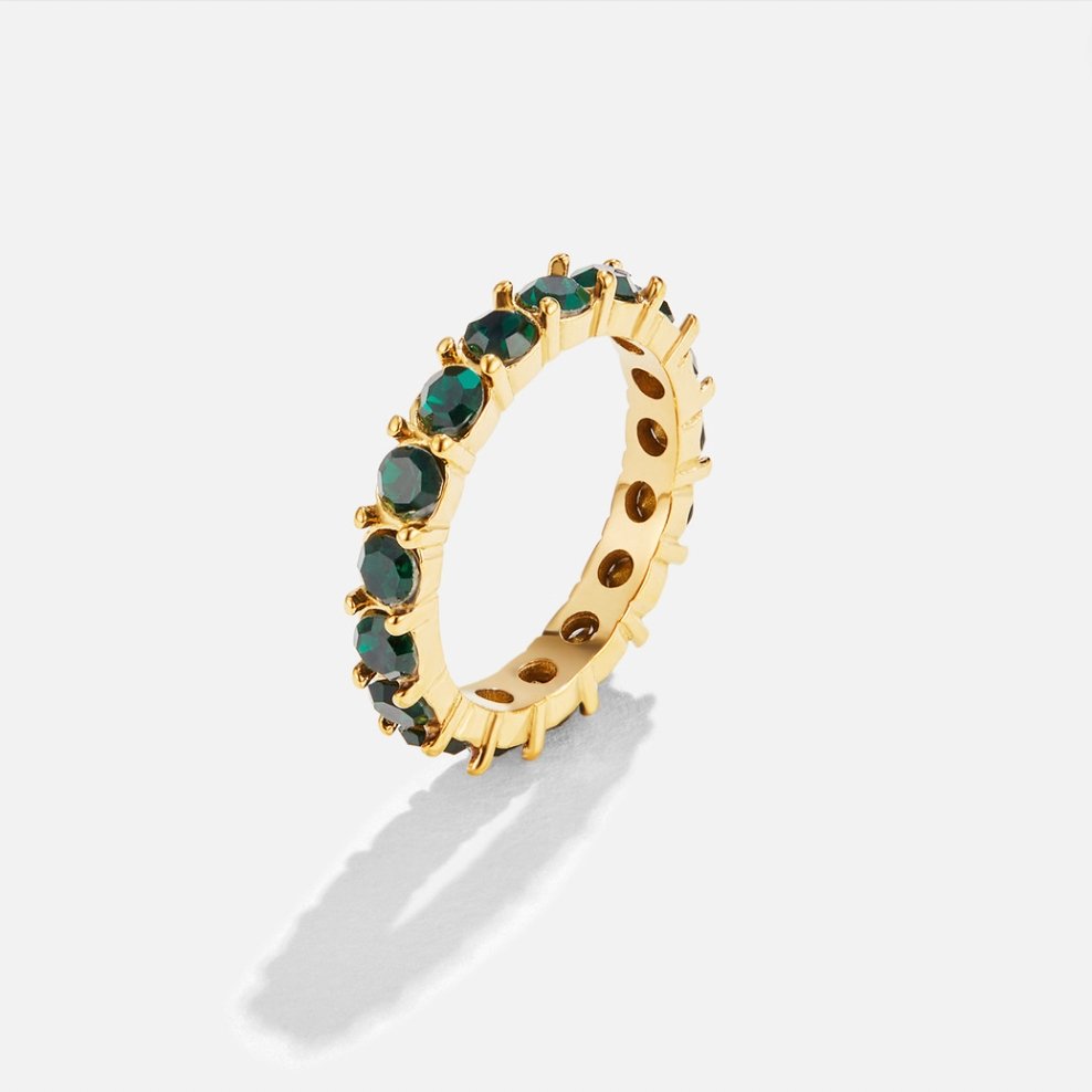 Emerald beauty 18K pierścionek z kryształami