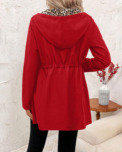 Sharon | Reversible Hooded Coat with Leopard Print