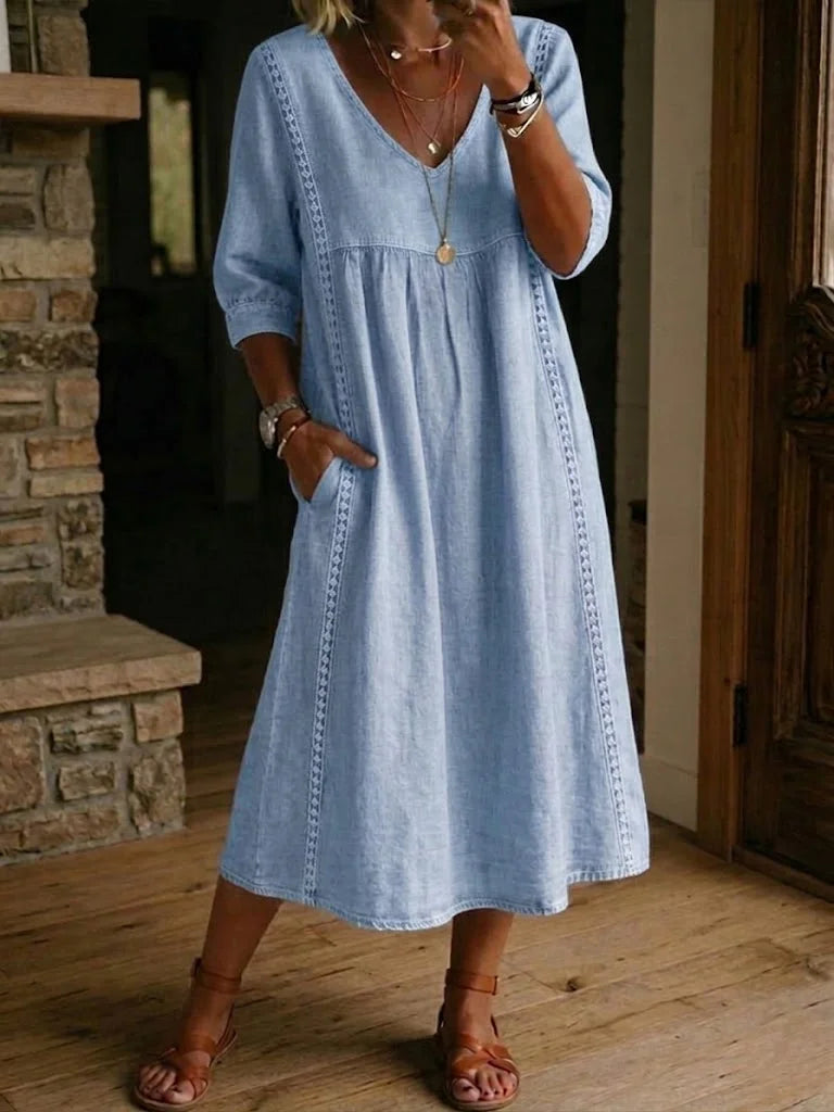 Rovina - Relaxed Midi Dress 3/4 Sleeve