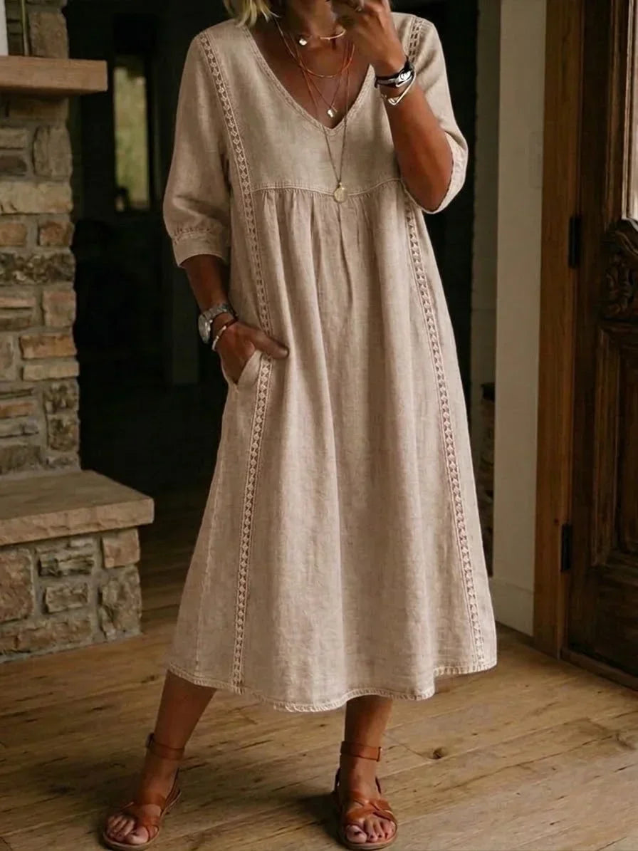 Rovina - Relaxed Midi Dress 3/4 Sleeve