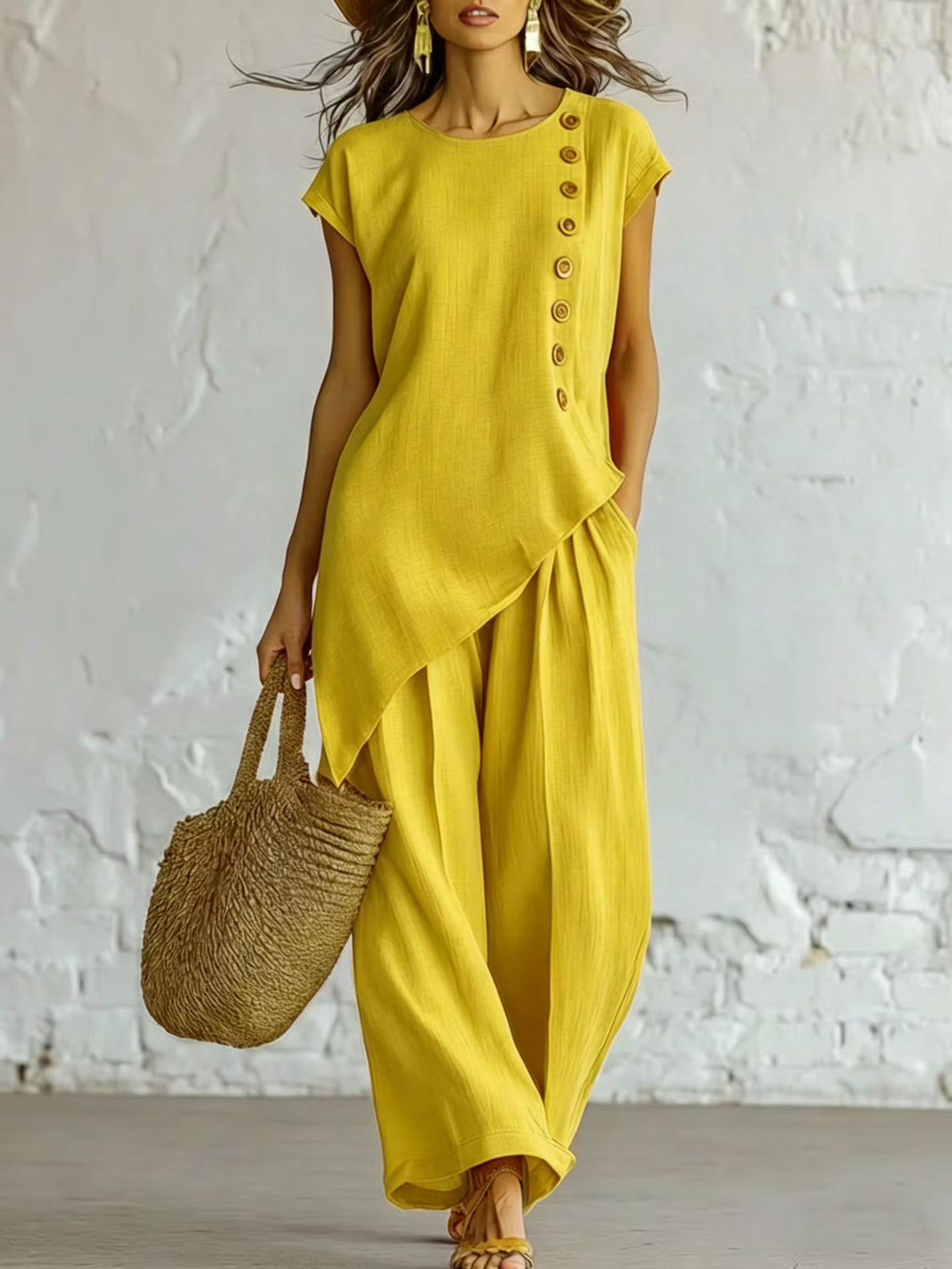 Elara – Asymmetrical Two-Piece Wide-Leg Set