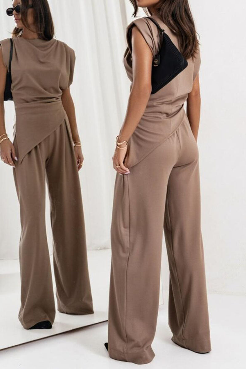 Aravie | Nieregularny bezrękawnik, casualowy zestaw dwuczęściowy