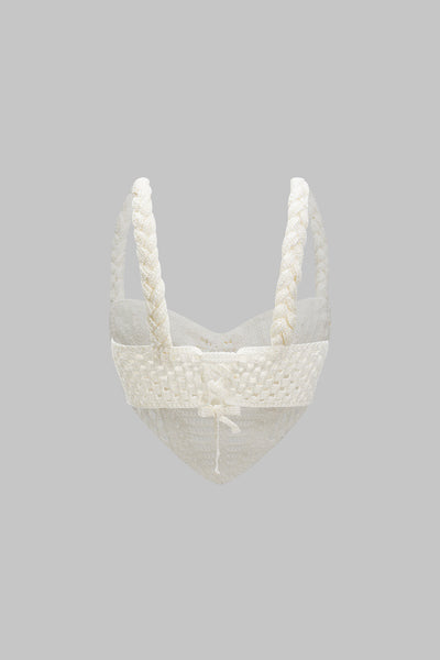 Ismene | Pleciony crop top z wycięciami i spódnica z rozcięciem