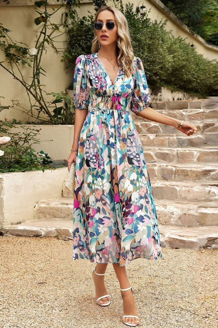 Mirelle | Sukienka Midi z Dekoltem w Serek