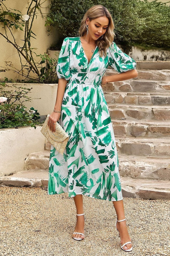 Mirelle | Sukienka Midi z Dekoltem w Serek