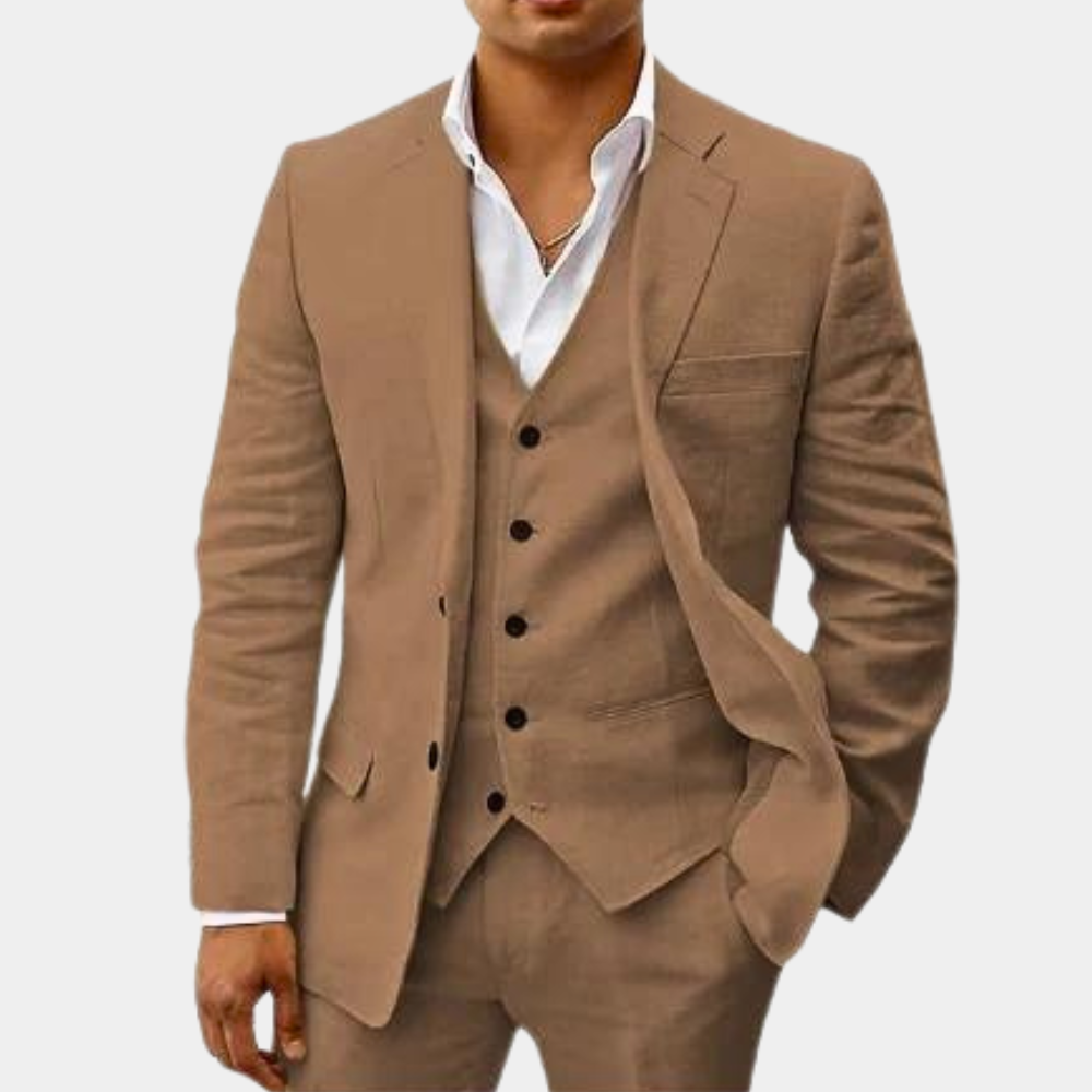 Men's Linen Suit | 3-Piece | Classic & Breathable | Wedding & Summer Look