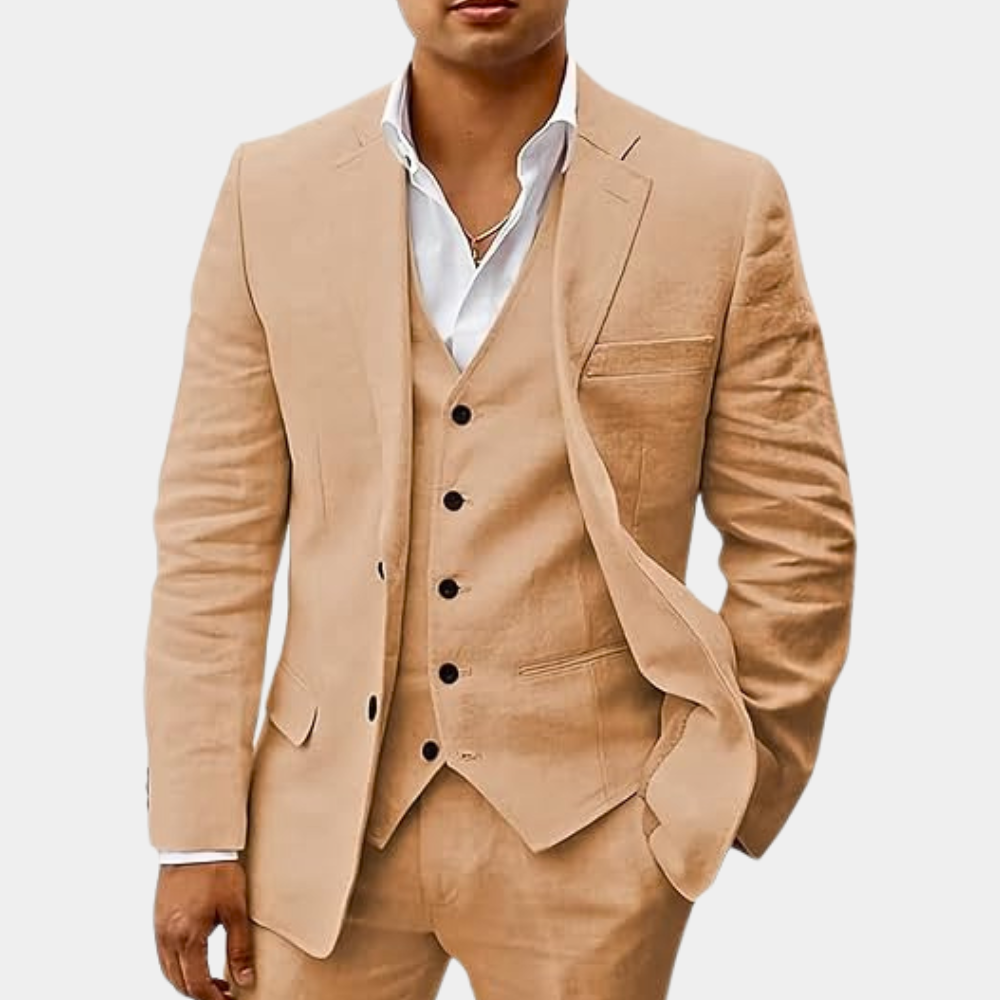 Men's Linen Suit | 3-Piece | Classic & Breathable | Wedding & Summer Look