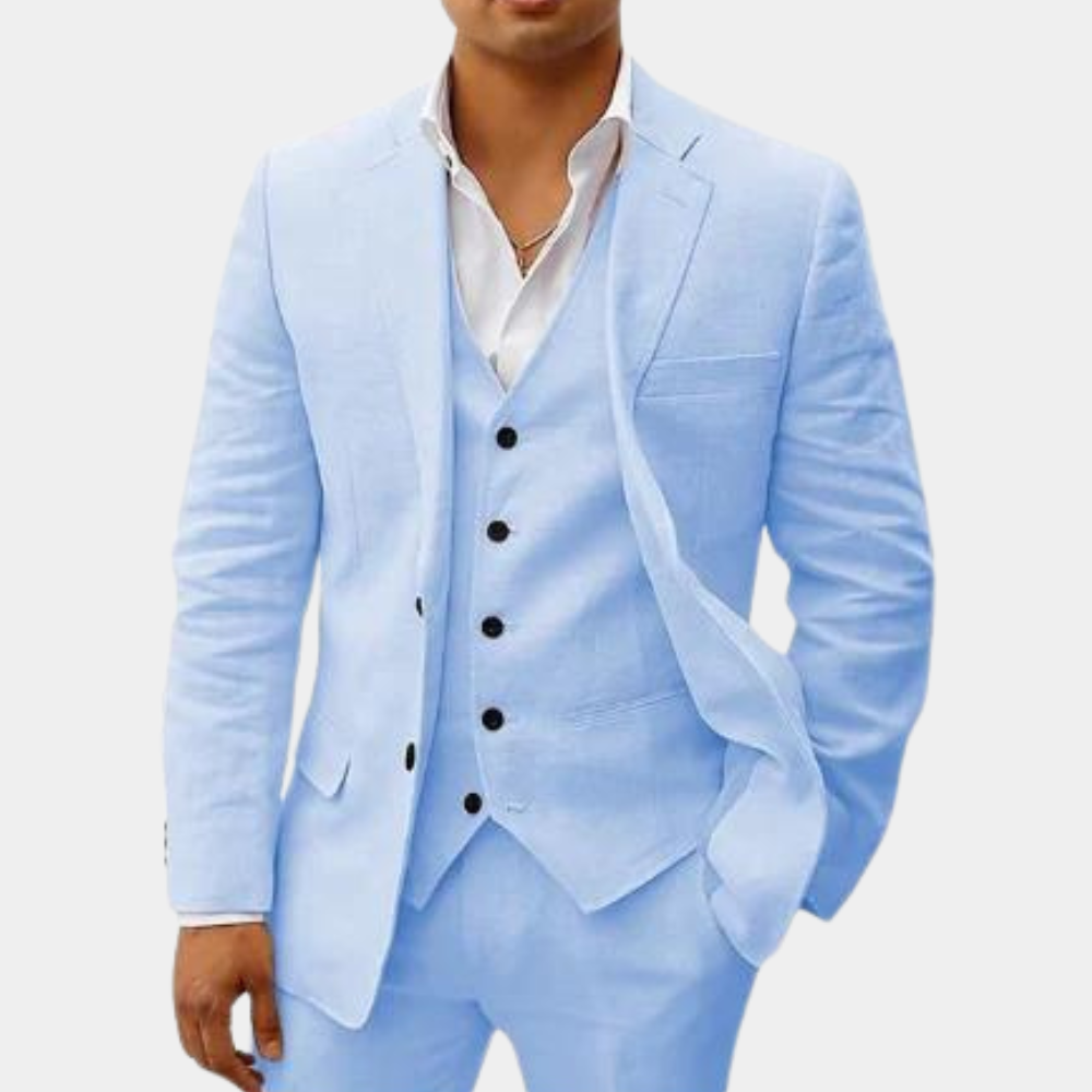 Men's Linen Suit | 3-Piece | Classic & Breathable | Wedding & Summer Look