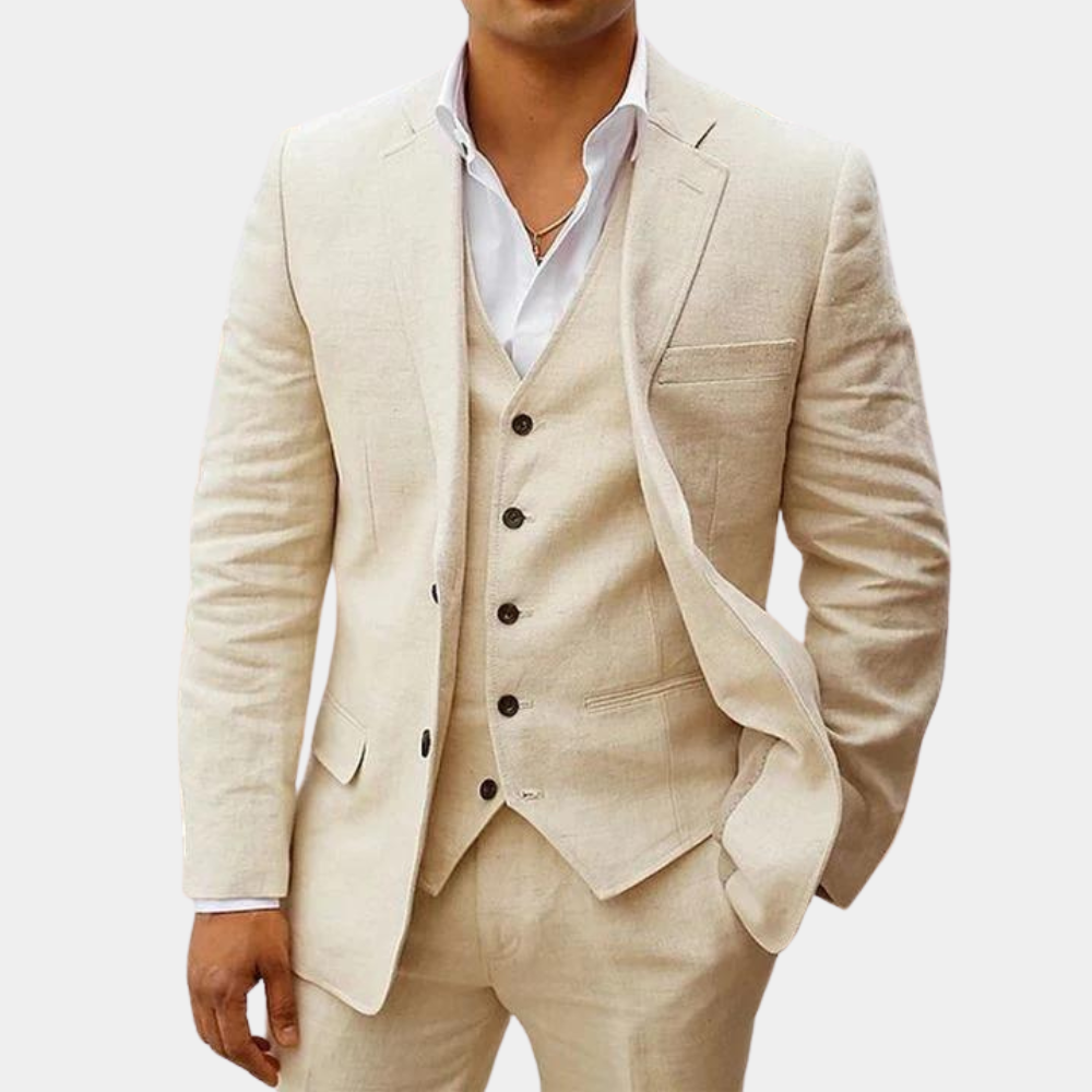 Men's Linen Suit | 3-Piece | Classic & Breathable | Wedding & Summer Look