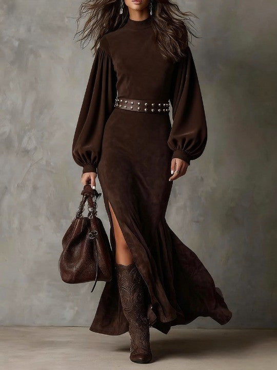 Lunori™ Harriet | Vintage Suede Midi Dress