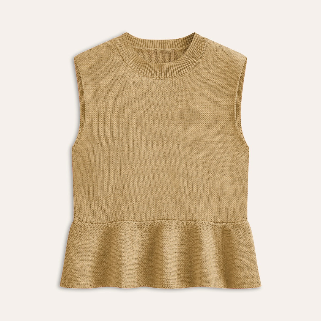 Ravella | Kamizelka swetrowa bez rękawów z falbaną