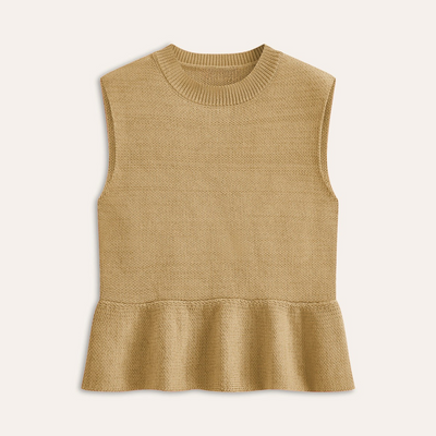 Ravella | Kamizelka swetrowa bez rękawów z falbaną