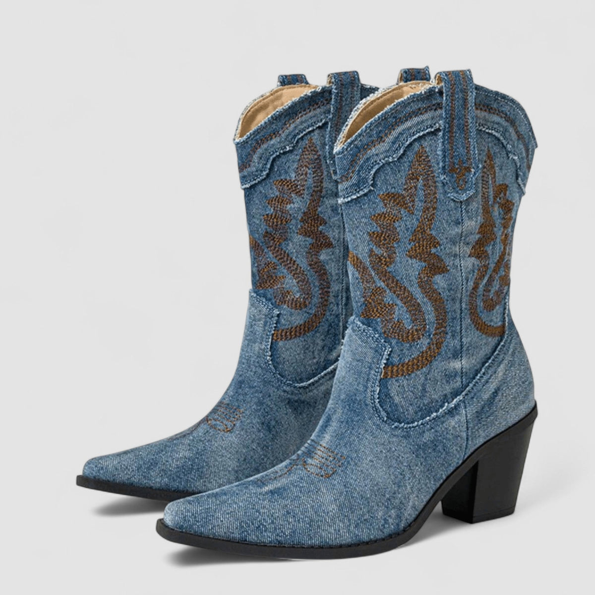 Selena – Ankle Boots with Orthopedic Denim Design