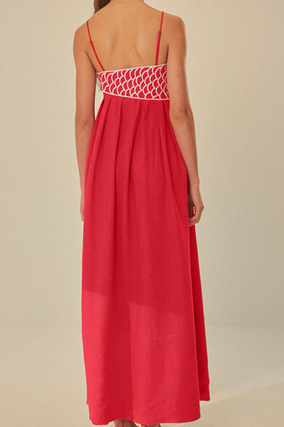 Greta | Haftowana sukienka maxi z rybami