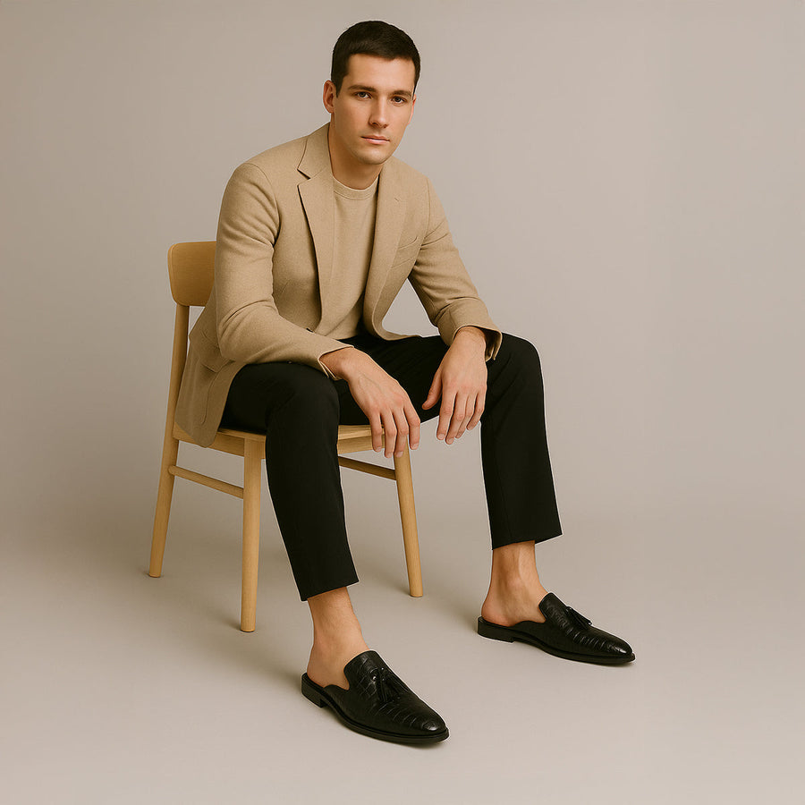 Men's Leather Mule Loafers – Slip-On Comfort & Style