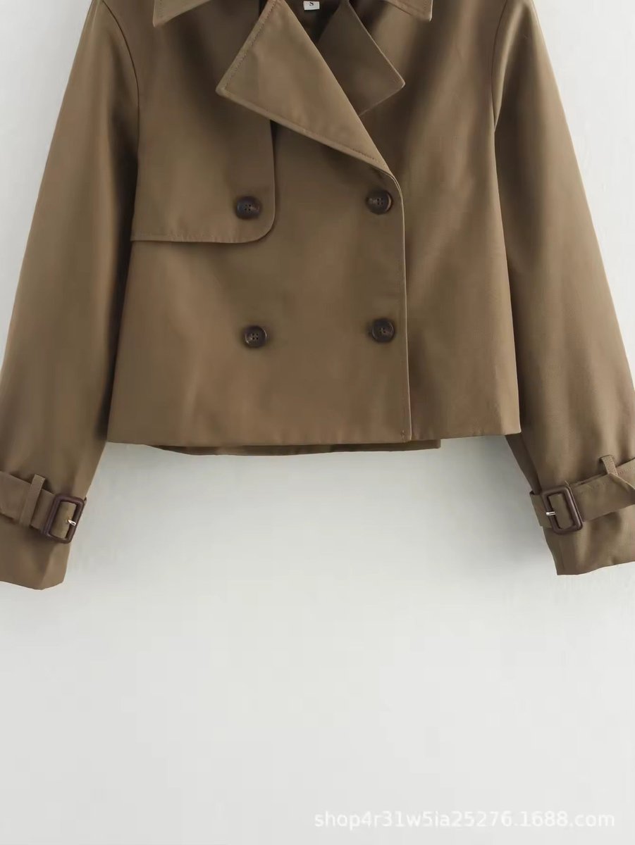 Eugenia | Cropped Double-Breasted Trench Jacket