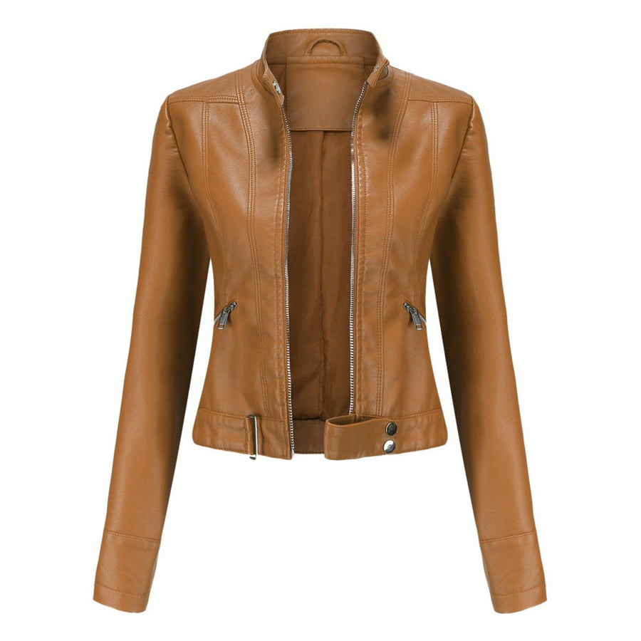 Linnea | Cropped Moto Jacket with Stand-Up Collar