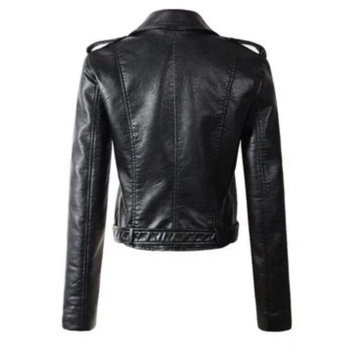 Rachel | Belted Cropped Moto Jacket