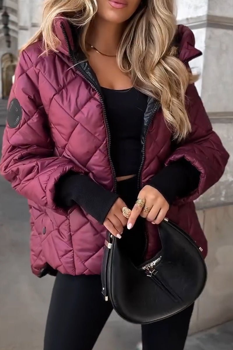 Marina | Hooded Zip-Up Jacket with Diamond Quilting