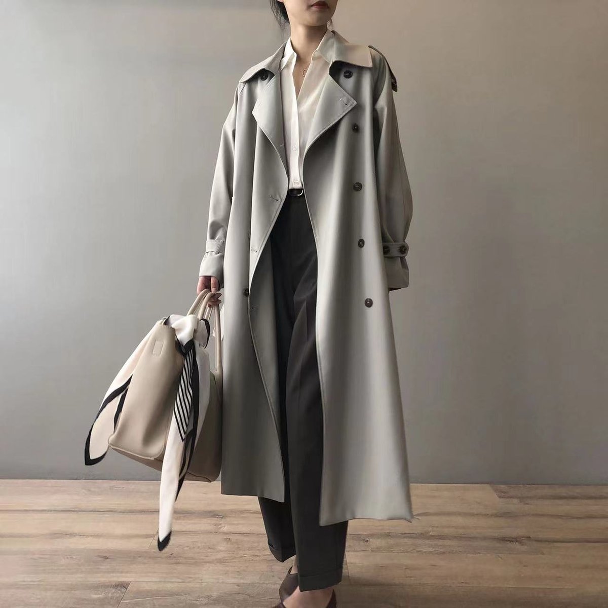 Katherine | Long Belted Double-Breasted Trench Coat