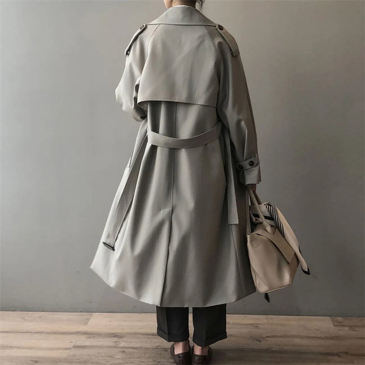 Katherine | Long Belted Double-Breasted Trench Coat