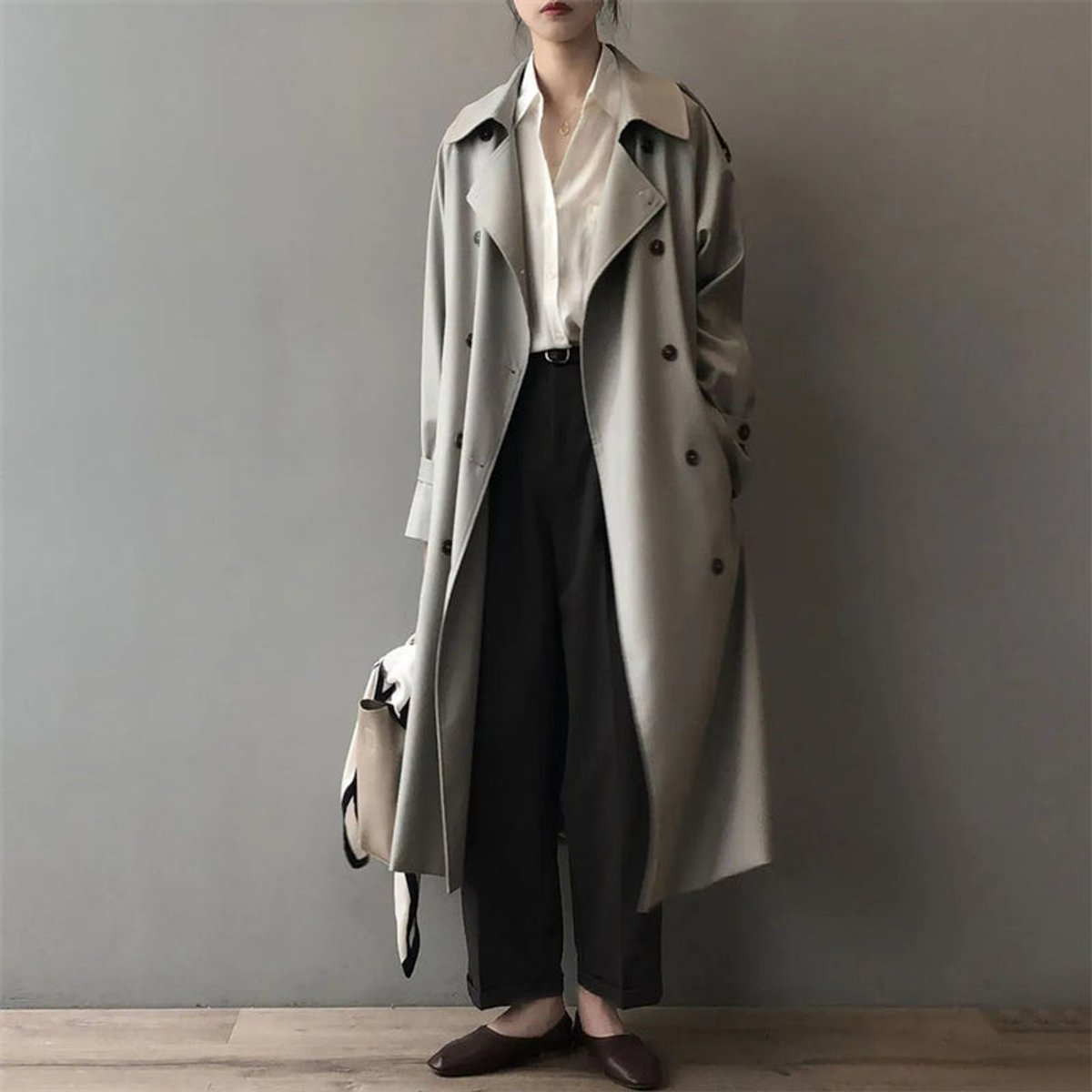 Katherine | Long Belted Double-Breasted Trench Coat