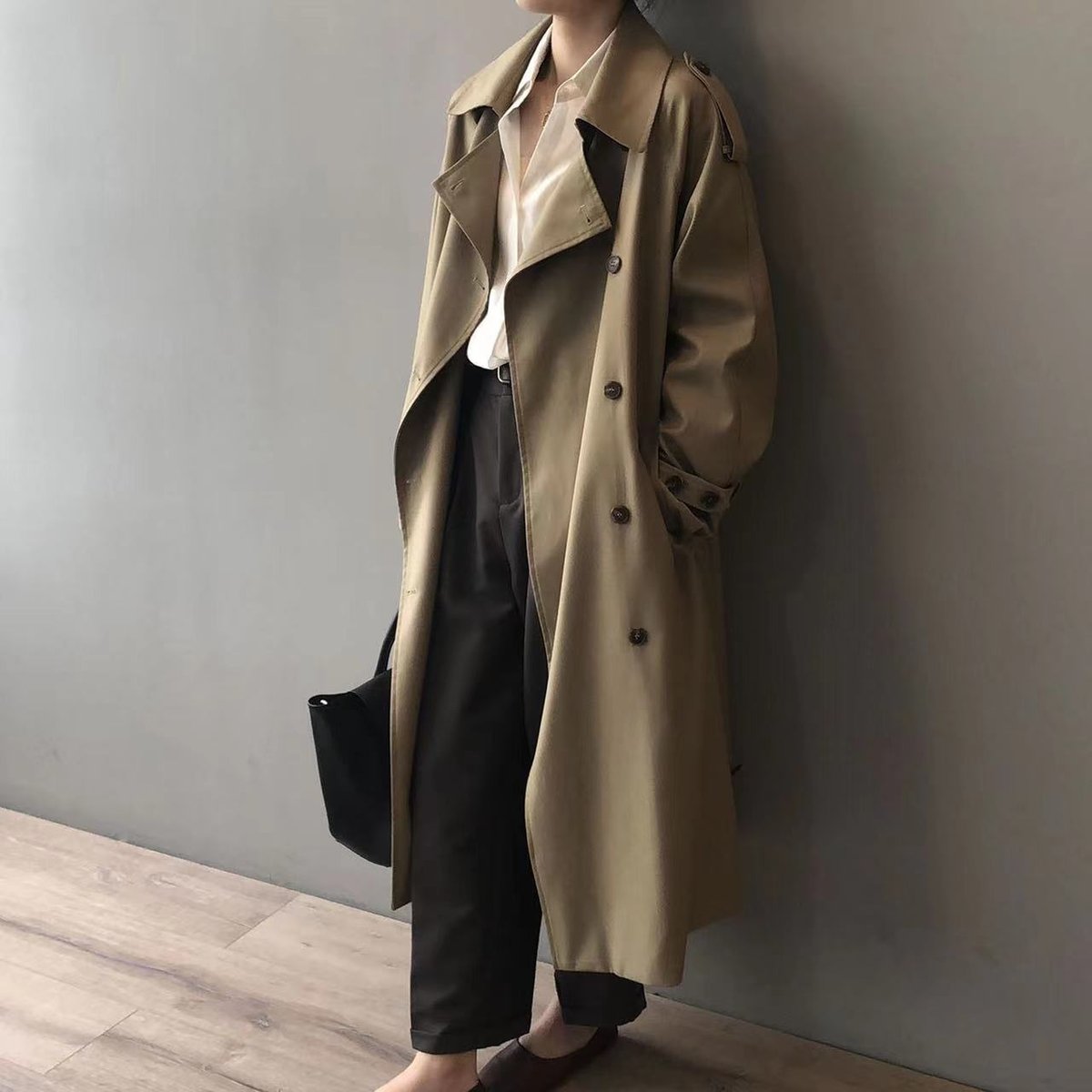 Katherine | Long Belted Double-Breasted Trench Coat