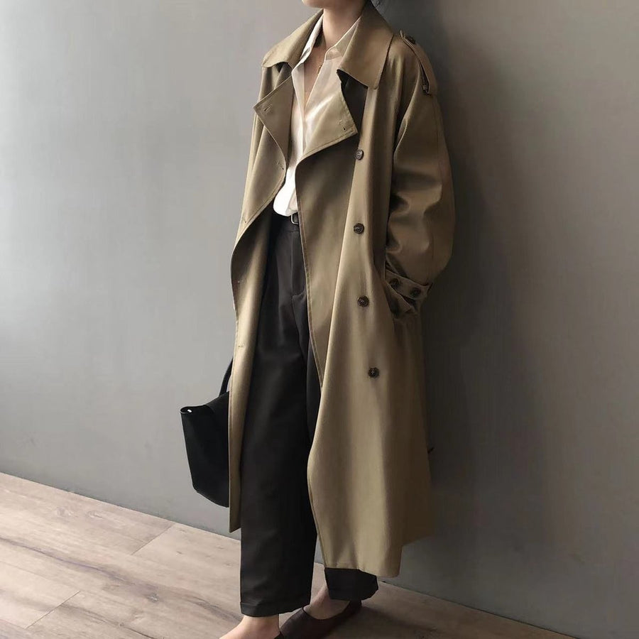 Katherine | Long Belted Double-Breasted Trench Coat