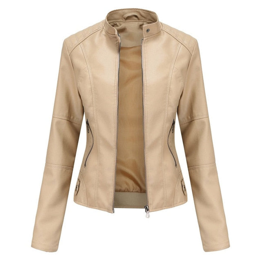 Helen | Elegant Stand-Collar Biker Jacket