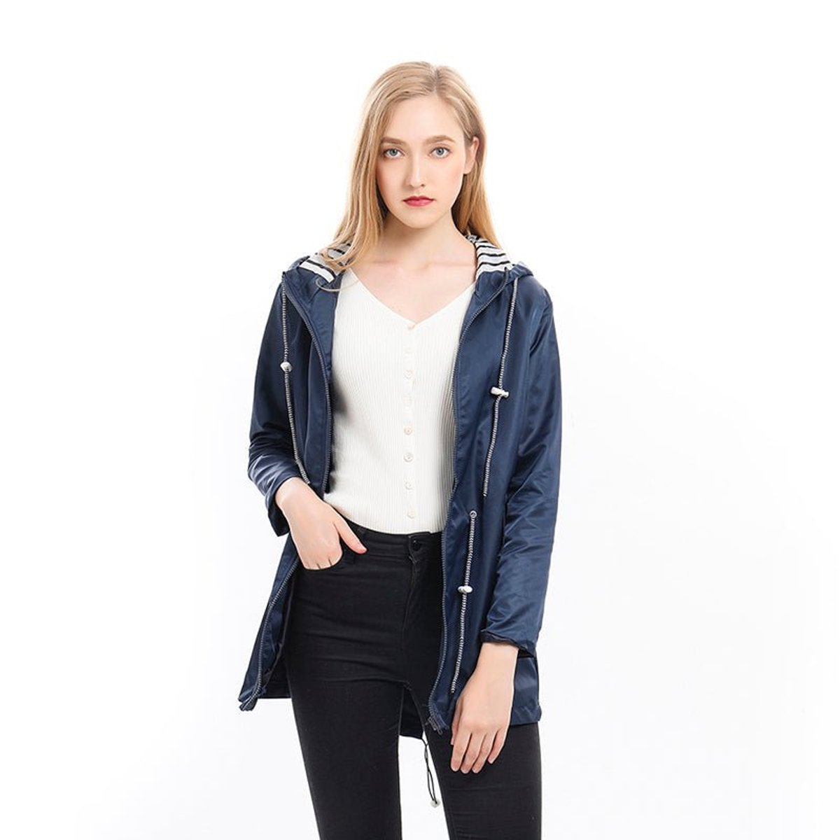 Margaret | Hooded Raincoat with Drawstring